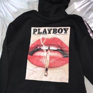 Playboy Missguided Black Magazine Oversized Hoodie